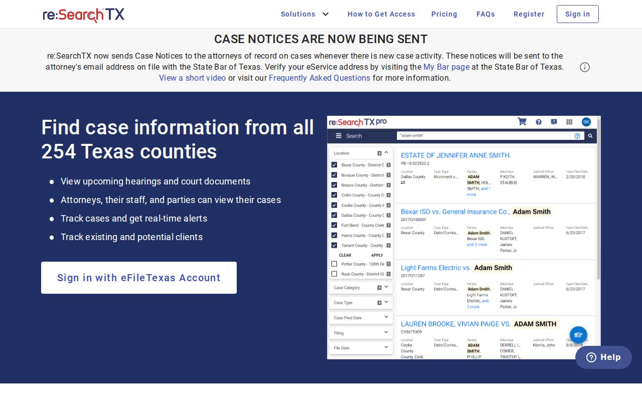 Cochran County case lookup access at re Search TX